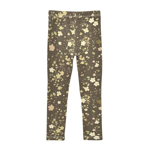 KLL Retro Green Floral Toddler Girls' Athletic Leggings Stretch Full Length Pants Exercise2