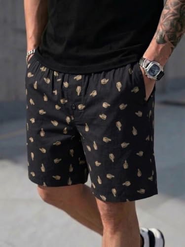 Image of Men's Cotton Casual Shorts |Striped Half Pants for Men |Comfortable | Elastic Waist with Drawstring | Lightweight & Comfortable for Beach Vacations, Casual Daily Outings & Sleepwear Bermuda Shorts