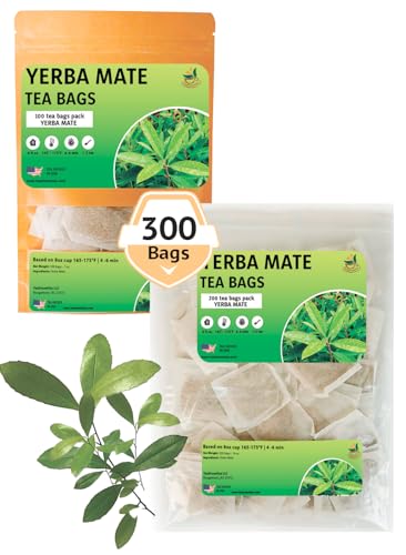 Yerba Mate Tea - Green Cut & Sifted - Unsmoked Energy Boost - 300 Tea Bags - Packed with Nutrients - Your Perfect Coffee Replacement