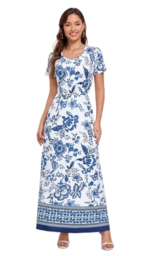 Image of Mommy Jennie Women's Maxi Dresses Short Sleeve Long Casual Summer Sundresses
