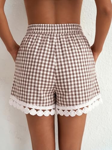 Image of Dokotoo Womens Shorts Summer Casual Loose Elastic Waist Drawstring Lace Boho Beach Cover Up Shorts