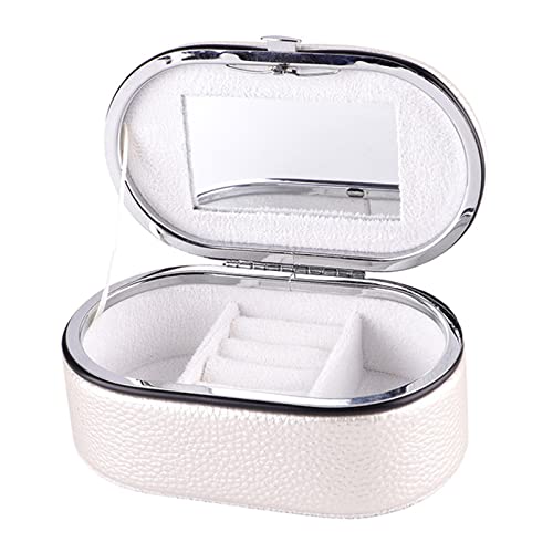 Petite Boîte Organisateur de Bijoux pour Femme, Mini Boîte Organisateur de Boucles d'oreilles avec Étui de Voyage pour Bijoux Miroir, Boîte à Bijoux en Cuir Cover