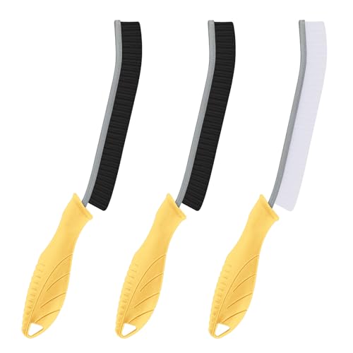 KMOSENIA Reinigungsbürste - Spaltreinigungsbürste, Hartborsten Ecken Reinigungsbürste, Fugenbürste Bad, Putz Utensilien für Küche, Toilette, Fahrzeug (3, Gelb)