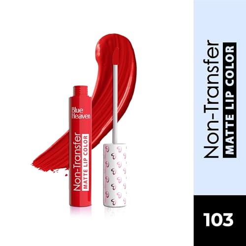 Image of Blue Heaven Non Transfer Matte Lip Color, Long Lasting upto 8 hrs, Light Weight & Smudge Proof, Non Transfer Liquid Lipsticks for Women, 103, 2.8ml