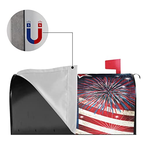 Image of Miaoquhe 4th of July American Flag Mailbox Cover Magnetic Standard Size 18x21 Inch Patriotic Multicolor Post Wraps Letter Box Cover for Home Garden Yard Decor