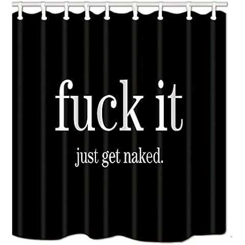 KOTOM Thug Life Shower Curtain, Fuck It Just Get Naked Black Background, Polyester Fabric Waterproof Shower Curtain for Bathroom, 69X70in, Shower Curtains Hooks Included Cover