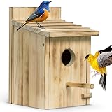 Bird Houses for Outside, Wooden Blue Bird Houses for Outdoors with Standing Pole for Garden, Yard, Birdhouse for Outside Hanging or Wall Mount for Finch, Cardinals