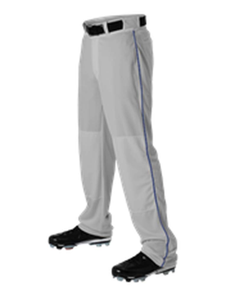 Alleson Adult Baseball Pant with Braid Grey, Royal M 605WLB 605WLB-GRRO-M