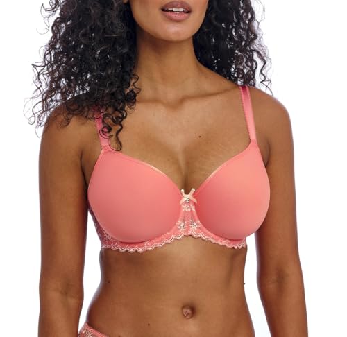 Freya Women's Offbeat Decadence Underwire Molded Spacer T-Shirt Bra, Sunset Coral, 36F