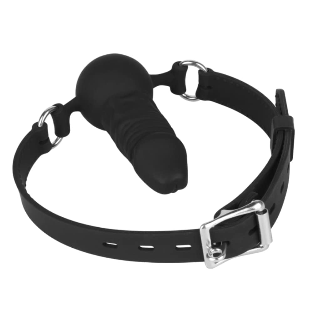 FST Silicone Realistic Dildo Gag with Ball, Adjustable Strap on Mouth Gag for SM