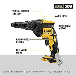 DEWALT 20V MAX XR Screw Gun, Versa-Clutch, Adjustable Torque, Tool Only (DCF622B)