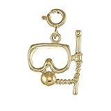 Jewels Obsession 14K Yellow Gold Scuba Mask and Snorkel Pendant