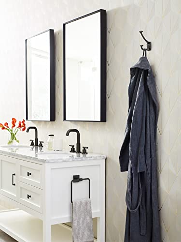 Image of Amerock Vicinity Triple Prong Matte Black Wall-Mounted Hook | Decorative wall hook in durable zinc construction for coats, hats, bags, towels, and everyday organization