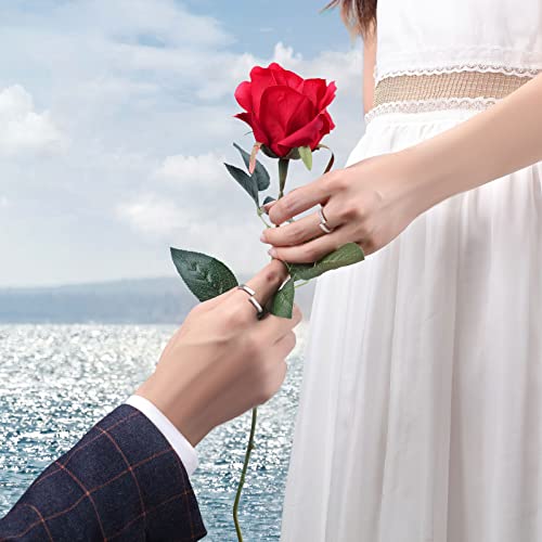 Yearace Infinity Love Couple Rings, 925 Sterling Silver Infinity Circle Matching Ring for Couples Engraved Always & Forever, Adjustable Open End Engagement Wedding Promise Ring for Him and Her