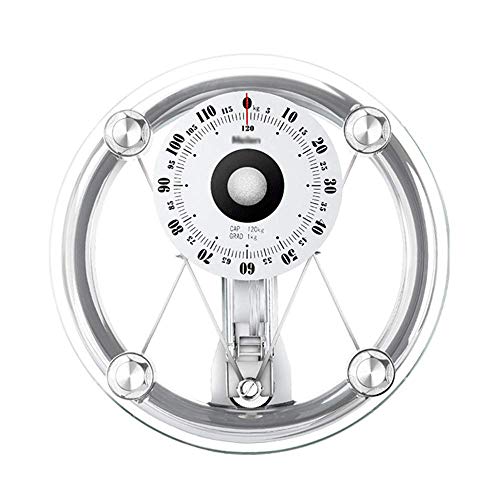 Analog Bathroom Scale, Mechanical Personal Scale, Fast Reliable Weighing, Easy To Read, Round Sturdy Tempered Glass, High Capacity 120Kg, Suitable For Home, Schools, Medical Institutions Digital