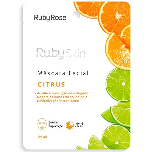 Máscara Facial De Tecido Skin Ruby Rose CITRUS HB-711