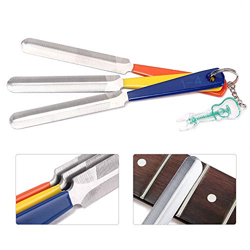 KKmoon 3 pcs Aço Guitarra Fret Porca File Key Chain com Pingente de Prego Extrator para Baixo Guitar
