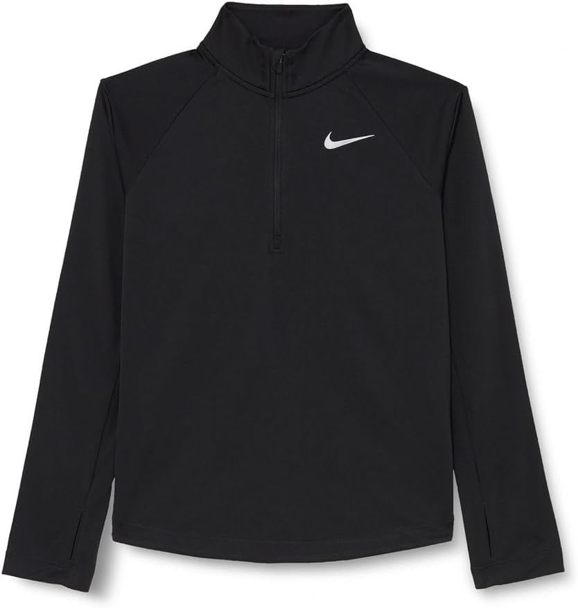 Nike Girl's Dri-FIT™ Long Sleeve 1/2 Zip Top (Little Kids/Big Kids) Black LG (14-16 Big Kid)