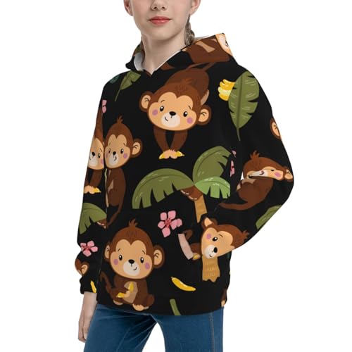 Monkeys Swinging from Palms Kid Hoodies Boys Sweatshirts Girls Pullover with Pocket2