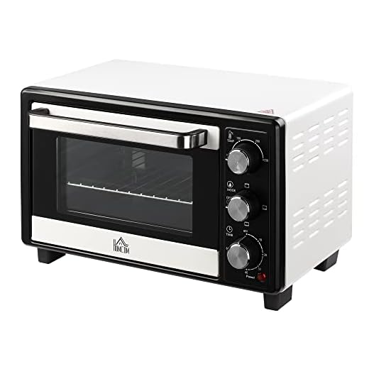 HOMCOM Horno Sobremesa de Convección 16L 1400W con 3 Modos de Calor Temperatura hasta 230 ℃ Temporizador 60 Minutos Bandeja de Horneado y Rejilla 44x32x28,1 cm Blanco y Negro