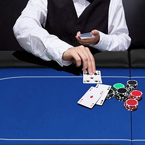 Vilobos Folding Poker Table Texas Holdem Poker Multiple Players Casino Games Blackjack Baccarat -Blue (Texas Holdem Poker)