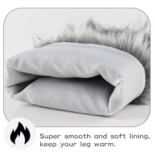 Image of Peecabe Winter Women Faux Fur Fluffy Leg Warmers Fuzzy Long Boot Covers Furry For Christmas