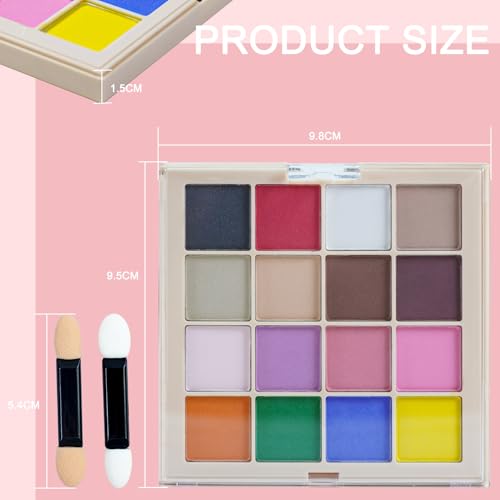 Image of 16 Colors Nail Pigment Powder Palette, Solid Pigment Powder for Nails Set Colored Nail Powder Pigmentos para Unas, Nail Art Manicure DIY Accessories