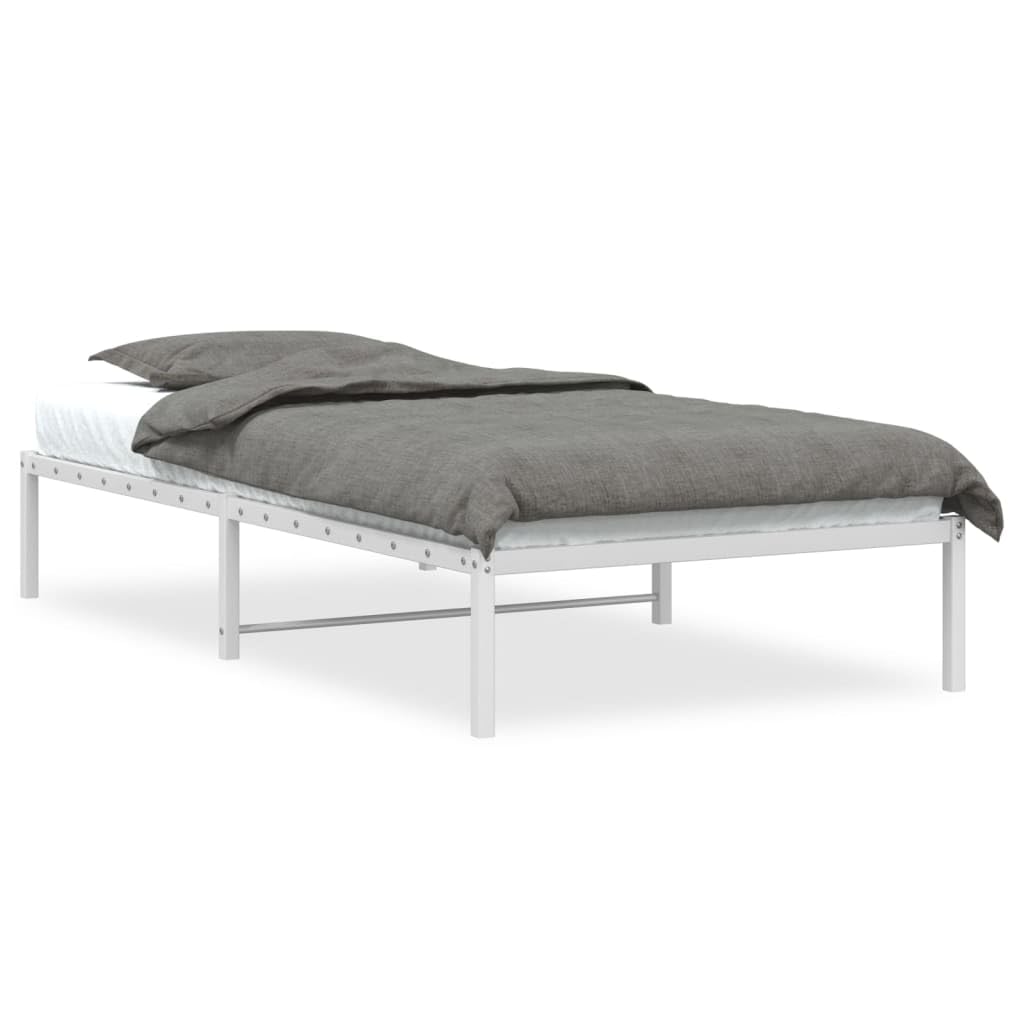 vidaXL Estructura de Cama, Somier de Listones con Almacenaje, Armazón Marco de Cama de Invitados, Mueble para Dormitorio, Metal Blanca 100x190 cm