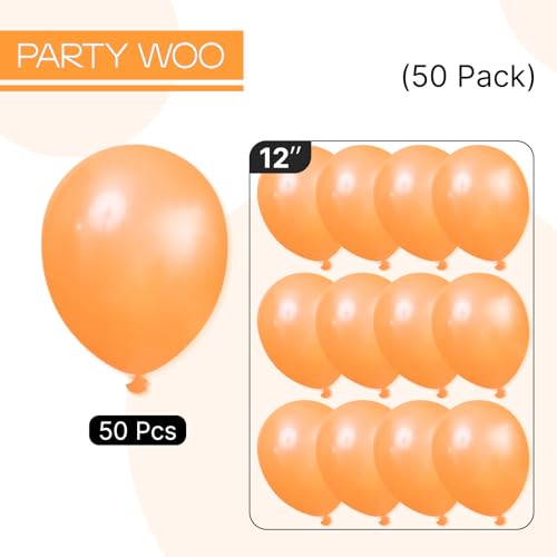 Image of PartyWoo Pearl Orange Balloons 50pcs Fall Latex Helium Balloons 12 Inch | Graduation Thanksgiving Halloween Little Cutie Baby Shower Birthday Wedding Themed Party Decorations Orange-Z28
