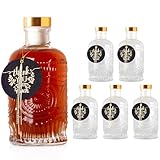GYOSUGANG 6 Pack Glass Bottles with Lids - 6 oz Liquor Bottles with Gift Labels & Decorations for Oil Vinegar Kombucha Whiskey Wine Beverages Drinks Beer Water Soda with T-Top Cork Cap