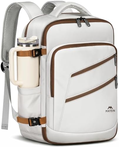 MATEIN Ryanair Handgepäck 40x30x20, Reiserucksack Damen mit Nassfach | Rucksack 40x30x20 mit 15.6 Zoll Laptopfach, Ryanair Rucksack Handgepäck Flugzeug, Travel Backpack für Reise, Business, Beige