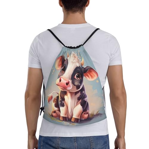 Cute Cow Print Workout Bag,Gym Drawstring Bag For Men And Women,For Sports,Travel And More2
