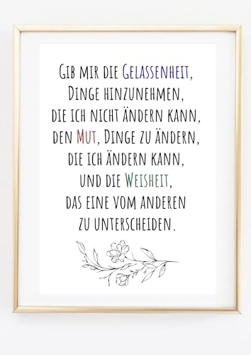 Generisch Amizou Din A4 Kunstdruck ohne Rahmen - Spruch Zitat - Gib mir die Gelassenheit Dinge Hinzunehmen - Weisheit Mut Motivation - Bild Druck Poster