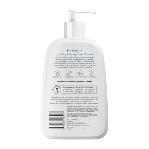 Cetaphil Cream to Foam Face Wash, Sensitive Skin Cleanser, 16oz - image 7