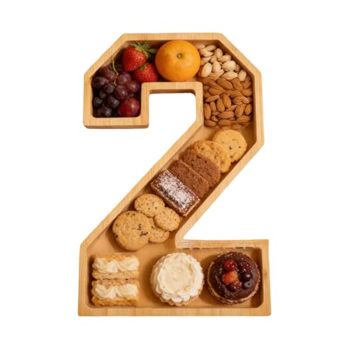 Bandejas de servir para | Bandeja grande de madera con números - Tablas para servir y platos decorativos | Para aperitivos, dulces, chocolate, galletas, pasteles, bar en casa, de