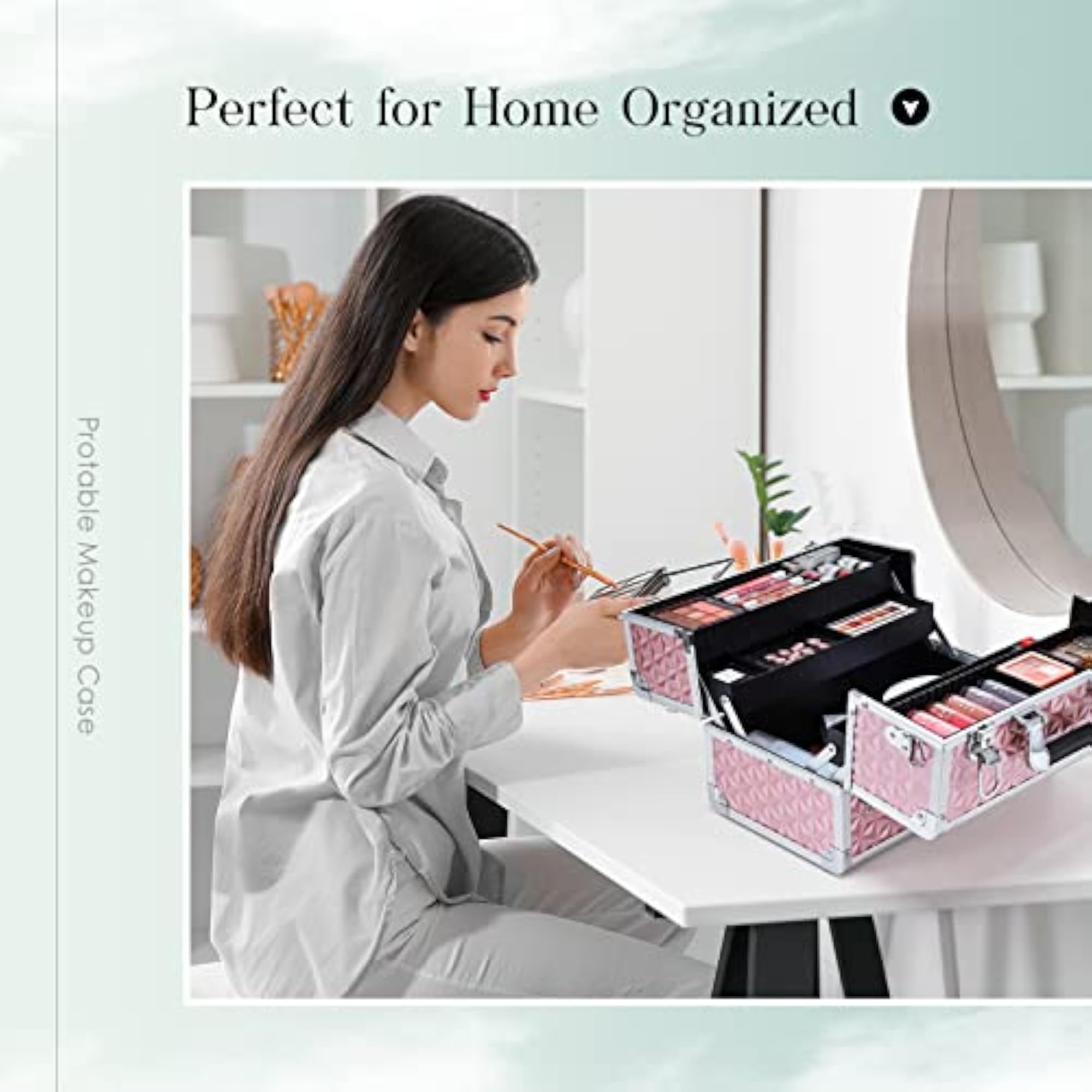 Makeup Train Case Professional Cosmetic Organizer