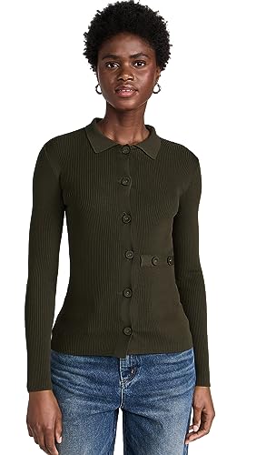 PISTOLA Denim Women's Kealy Cardigan, Dark Olive, Green, XL at
