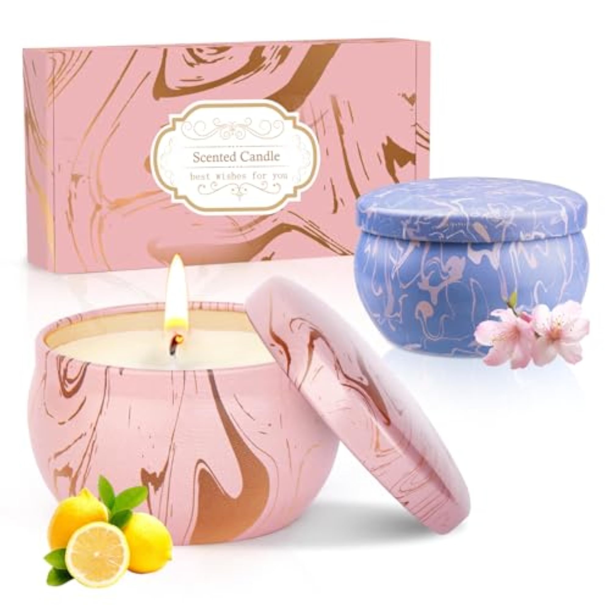 Scented Candle Gift Set, 2 Packs Natural Candles