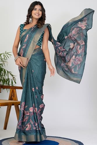 Image of MIRCHI FASHION Saree for Woman | Art Silk Floral Printed Ethnic Occasional Sari with Blouse
