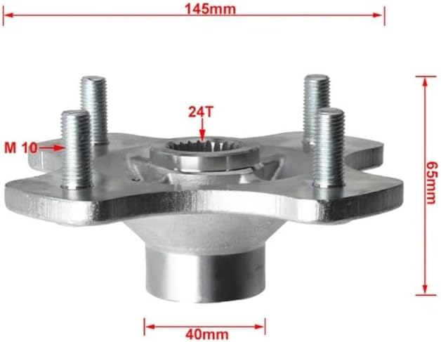 Rear Axle 24T M10*4 Studs Hub Fit For TRX420 FE TRX420FM Rancher 420 4X4 2007-2013 Replacement Parts(With Nut)