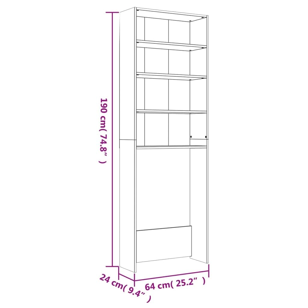Lechnical Mobile per Lavatrice Rovere Sonoma 64x24x190 cm,Accessori elettrodomestici,Accessori lavatrici e asciugatrici,Accessori per lavatrici e asciugatrici -808407