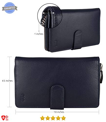 Image of Big Fat RFID Blocking Leather Organizer Checkbook Wallets For Women - Clutch
