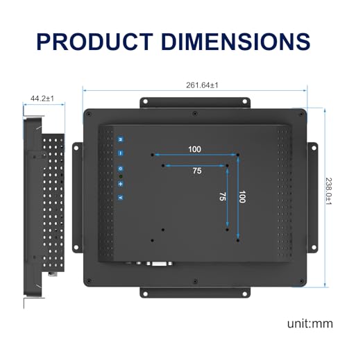 Image of 10-Point Touch Industrial Display 1024x768,IP65 Waterproof Front Panel 10.4 Inch Open Frame Capacitive Display, HD-MI VGA Port, Full Black Back Shell