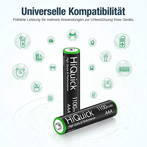 HiQuick Micro AAA Akku, NI-MH 1100mAh wiederaufladbar Batterien, geringe Selbstentladung 1,2V Akku, 16 x Micro AAA mit… – Bild 5