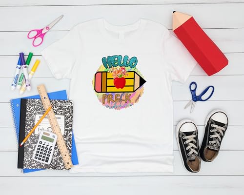 Hello Pre-K #15 Toddler Shirts, 2T-4T, Girls, Pencil, Colorful, Glitter Print, Great for The First Day of School Or Everyday3