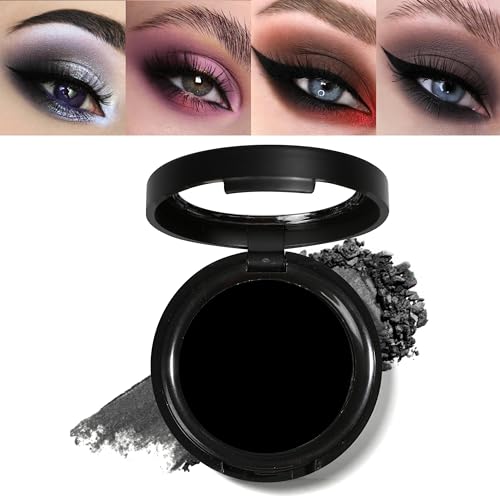 Paleta de sombra de ojos negra, tonos nudeos mate negro mate, paleta de sombras de ojos negra única, paleta de sombras de ojos, resistente al agua, paleta de sombras de ojos en polvo prensado, sombras