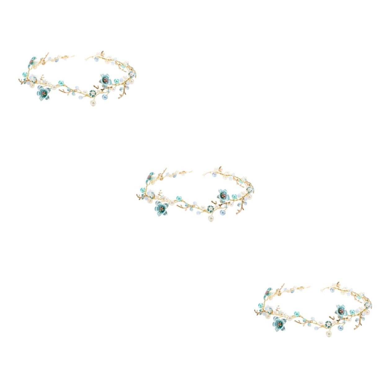 DOITOOL 3pezzi Elegante Fascia Per Sposa Con Fiori Lega e Perle Artificiali Accessorio Per Matrimonio e Cerimonie Decorazione Per Damigelle e Occasioni Speciali