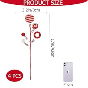 4 pcs christmas tree picks and sprays 17 inch grinchs christmas tree decorations glitter red and white christmas ornaments for tree topper filler candy cane xmas grinchmas decor  urban country home decor