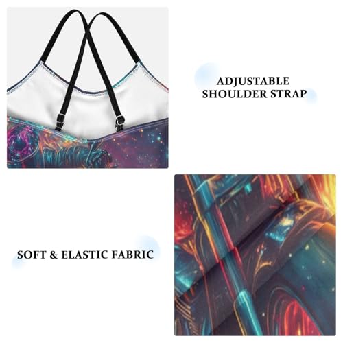 Pigsaly Girls One Piece Swimsuits Motorcycle Galaxy Colored Kids Cross Back Swimwear Toddler Beach Sport Bathing Suit 3T3