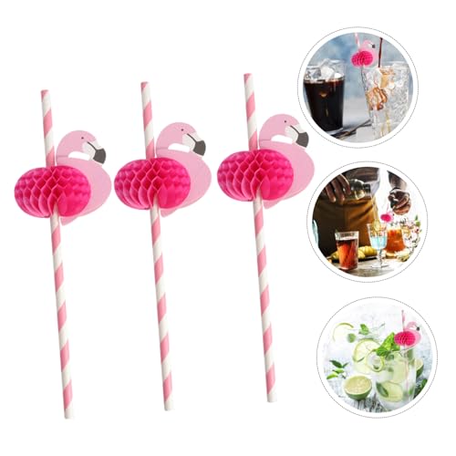 25 pitillos biodegradables de papel flamencos para fiesta miniatura 3